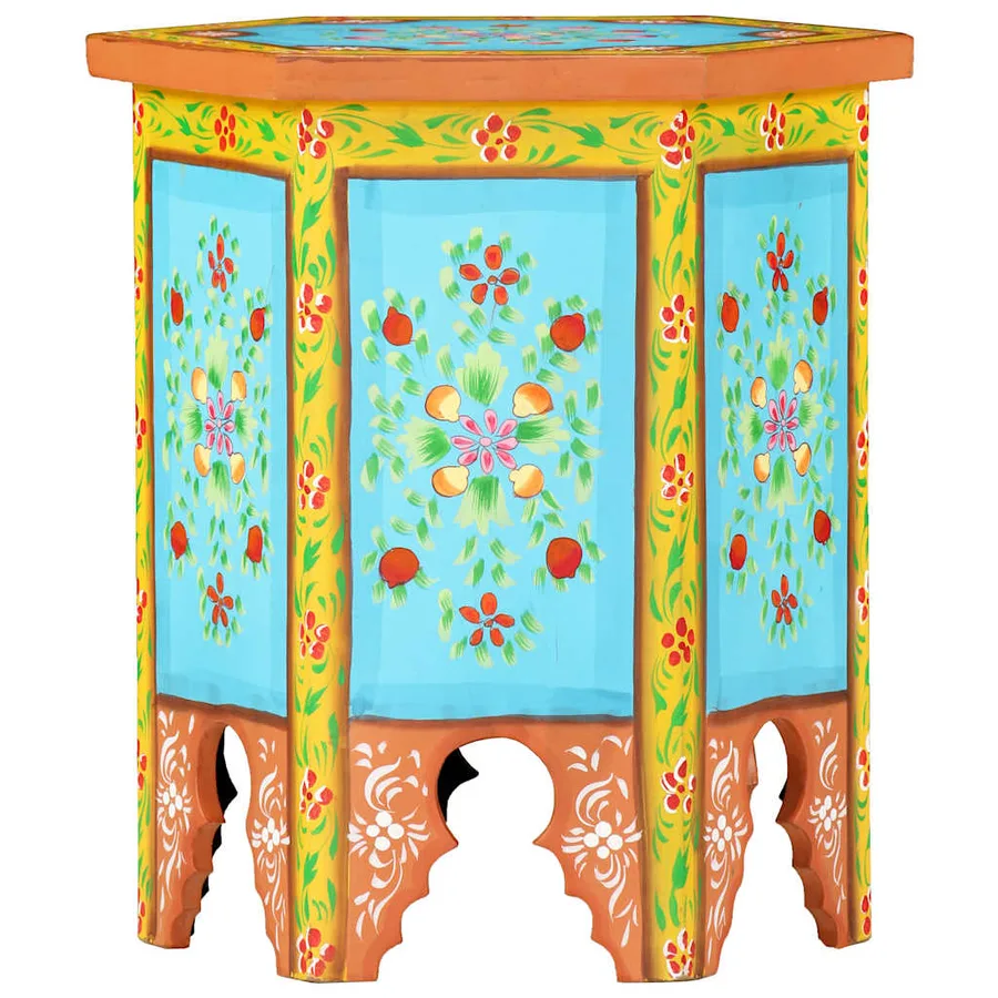 Table d'appoint peinte à la main multicolore 38x33x42 cm - 8