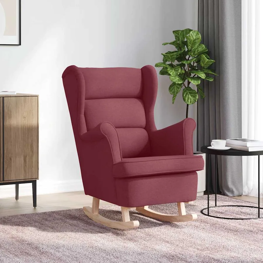 Chaise à bascule rouge bordeaux 74x90x102 cm tissu