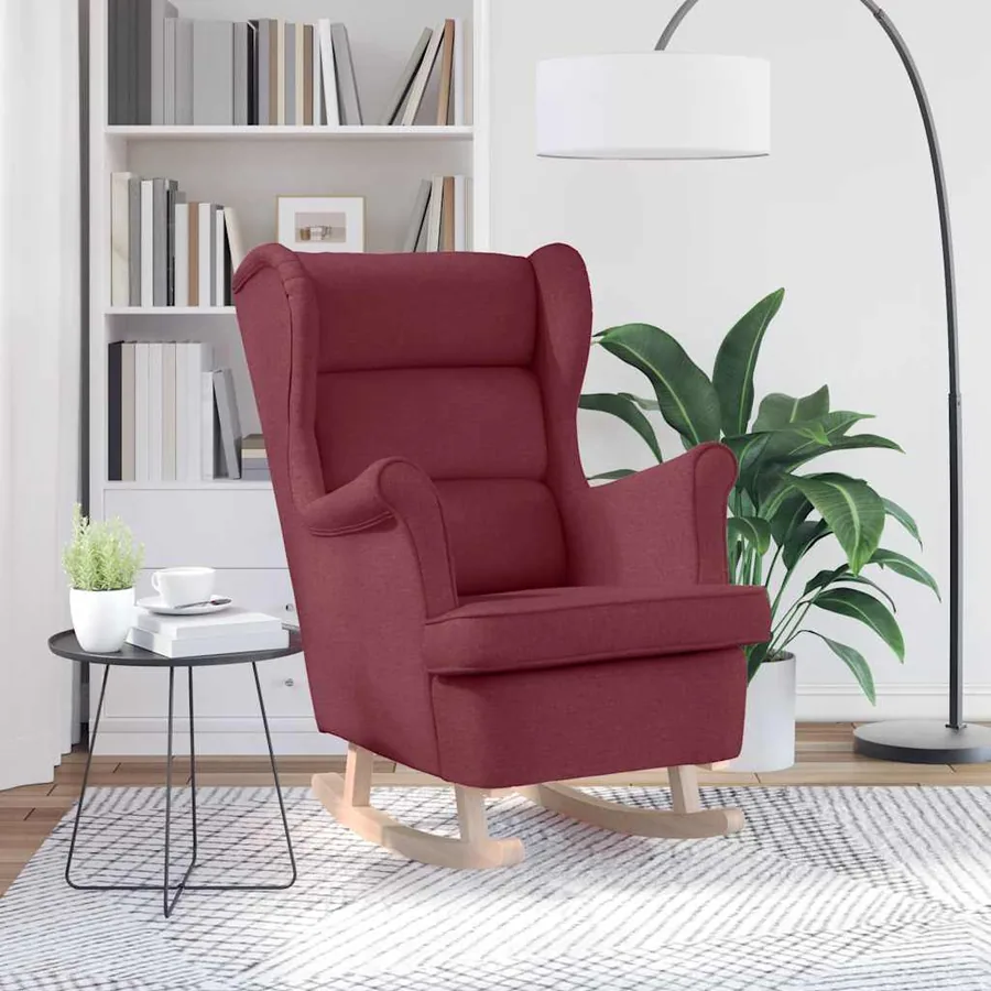 Chaise à bascule rouge bordeaux 74x90x102 cm tissu - 3