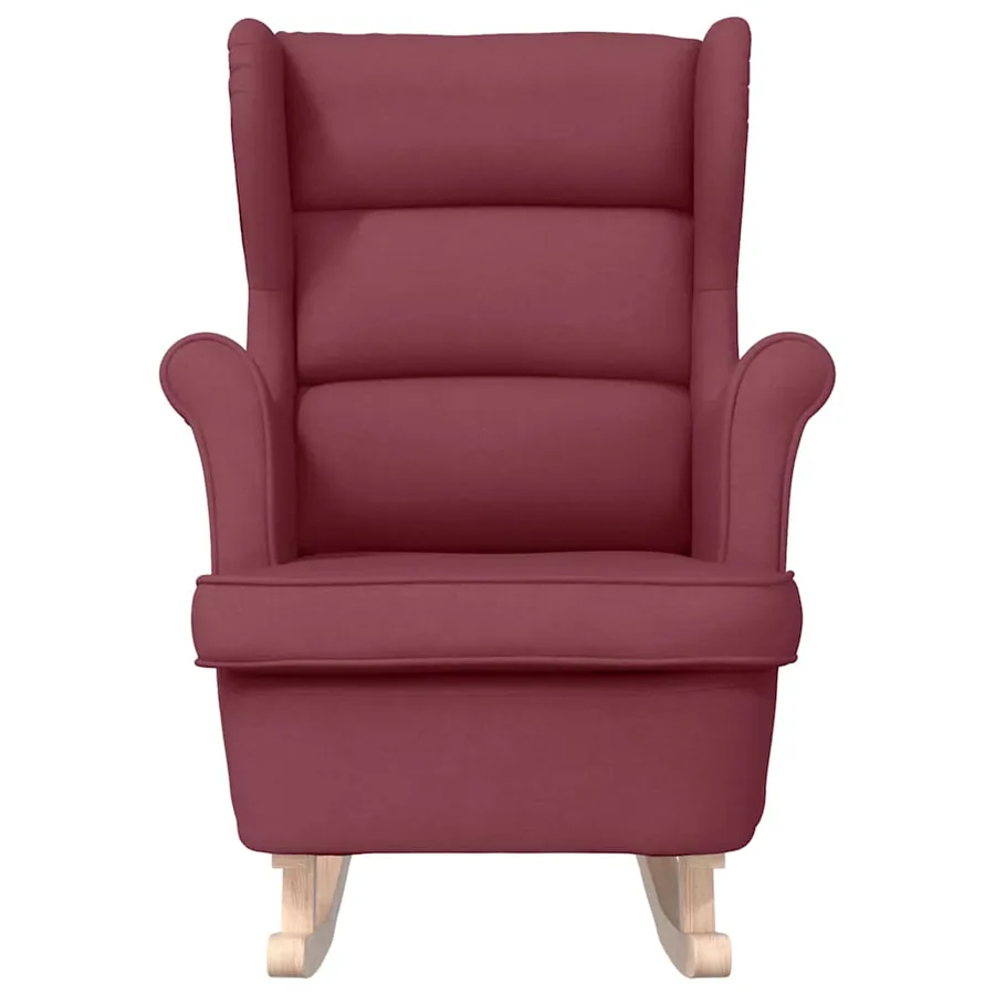 Chaise à bascule rouge bordeaux 74x90x102 cm tissu - 4