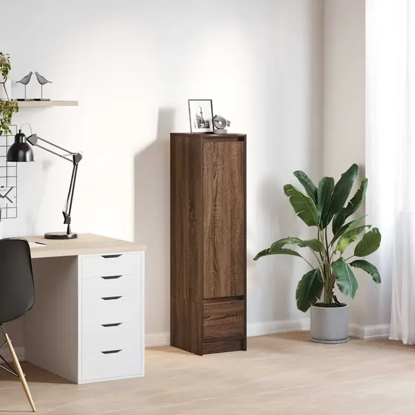 Buffet haut chêne marron 29,5x34x119,5 cm bois d'ingénierie