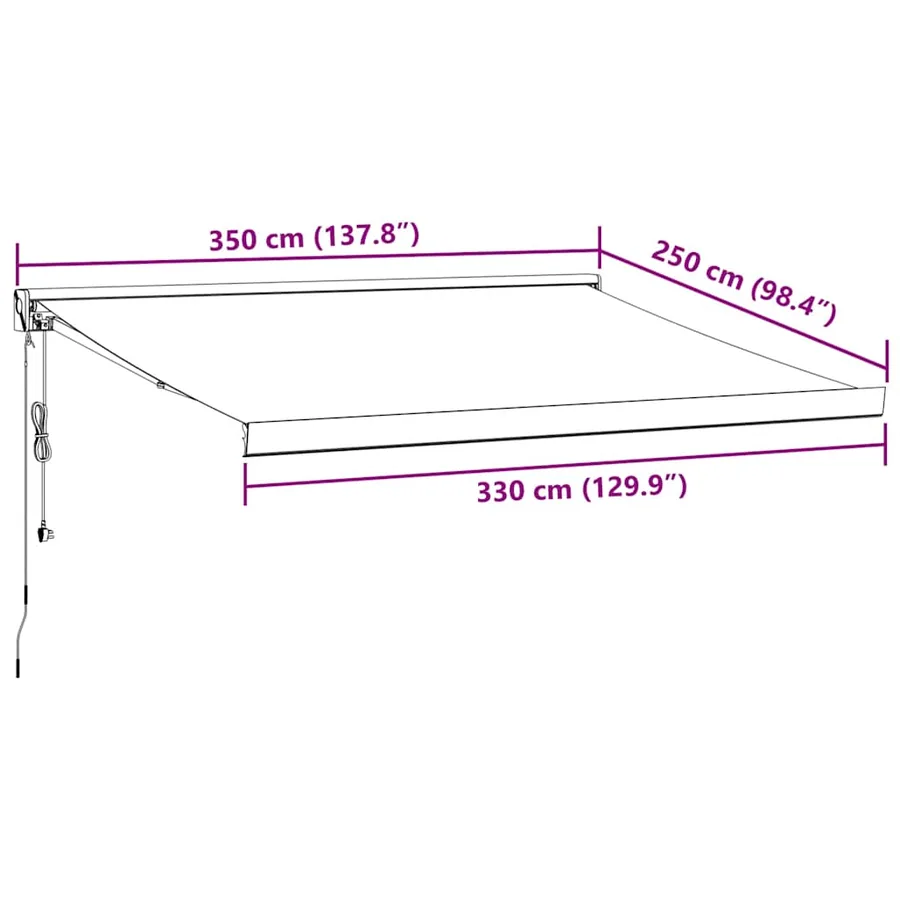 Auvent rétractable anthracite et blanc 3,5x2,5m tissu/aluminium - 10