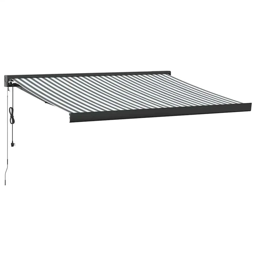 Auvent rétractable anthracite et blanc 3,5x2,5m tissu/aluminium - 2