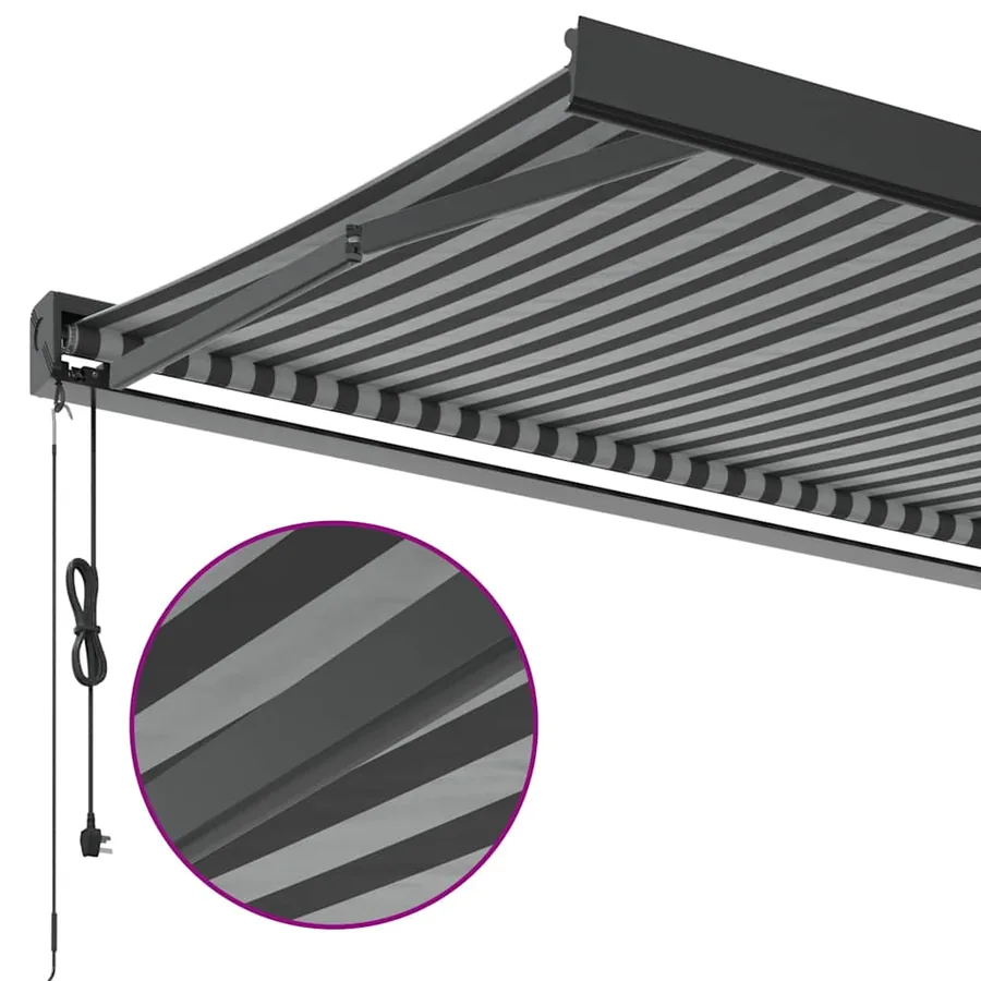 Auvent rétractable anthracite et blanc 3,5x2,5m tissu/aluminium - 7