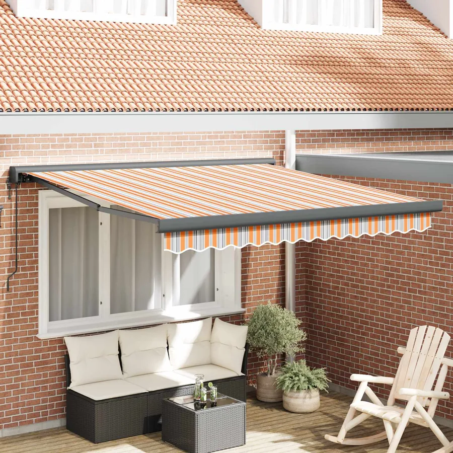 Auvent rétractable Multicolore 350 x 250 cm Tissu et Métal