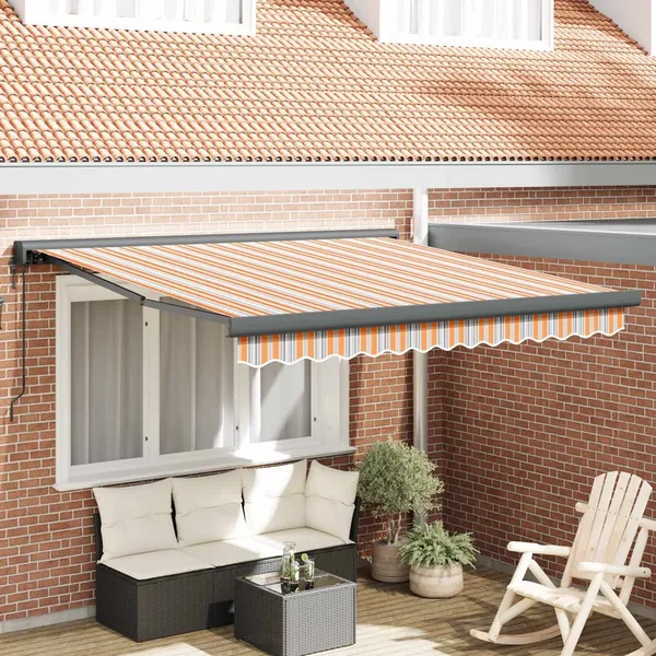 Auvent rétractable Multicolore 350 x 250 cm Tissu et Métal