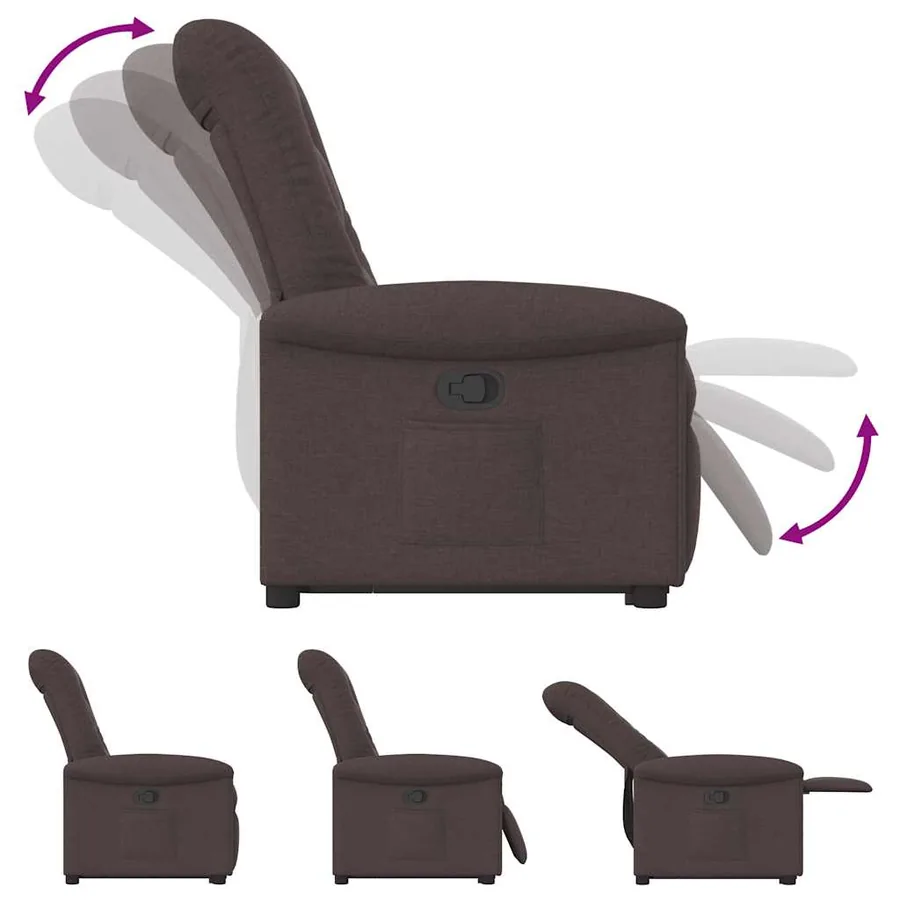 Fauteuil inclinable marron foncé tissu - 7