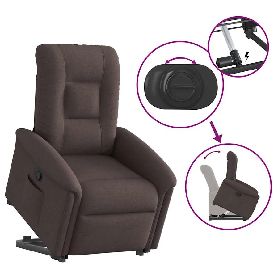 Fauteuil inclinable marron foncé tissu - 8
