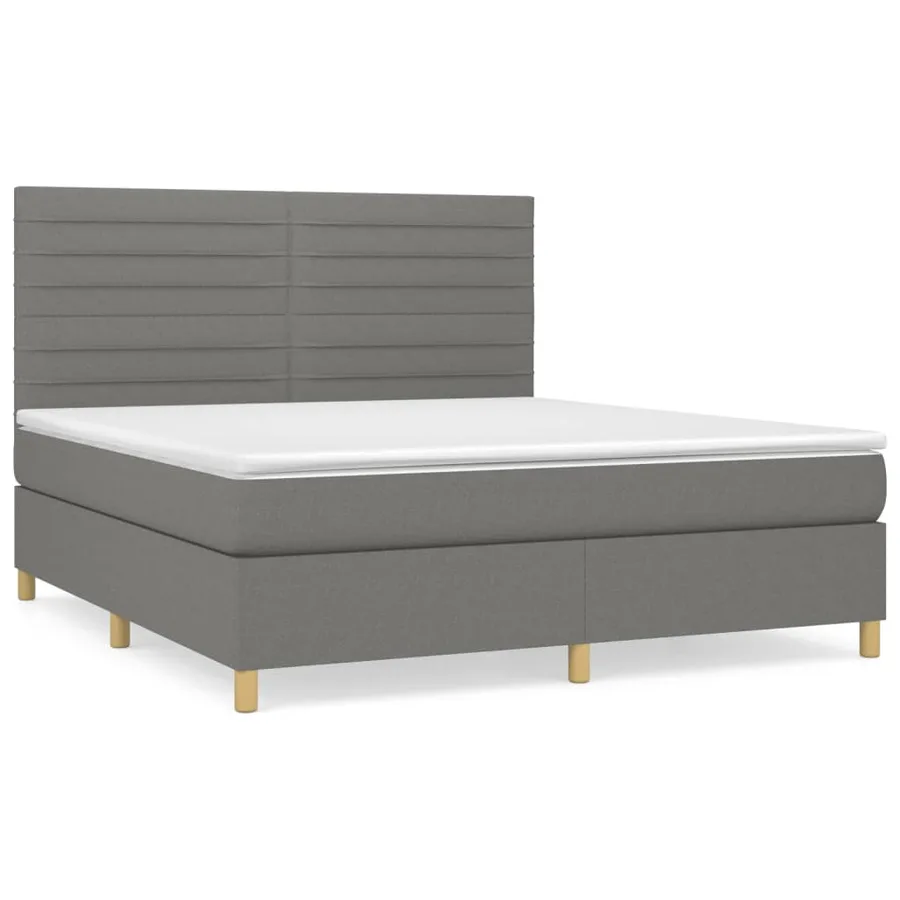 Sommier à lattes de lit avec matelas Gris foncé 160x200cm Tissu - 2