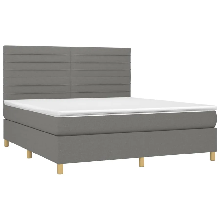 Sommier à lattes de lit avec matelas Gris foncé 160x200cm Tissu - 3
