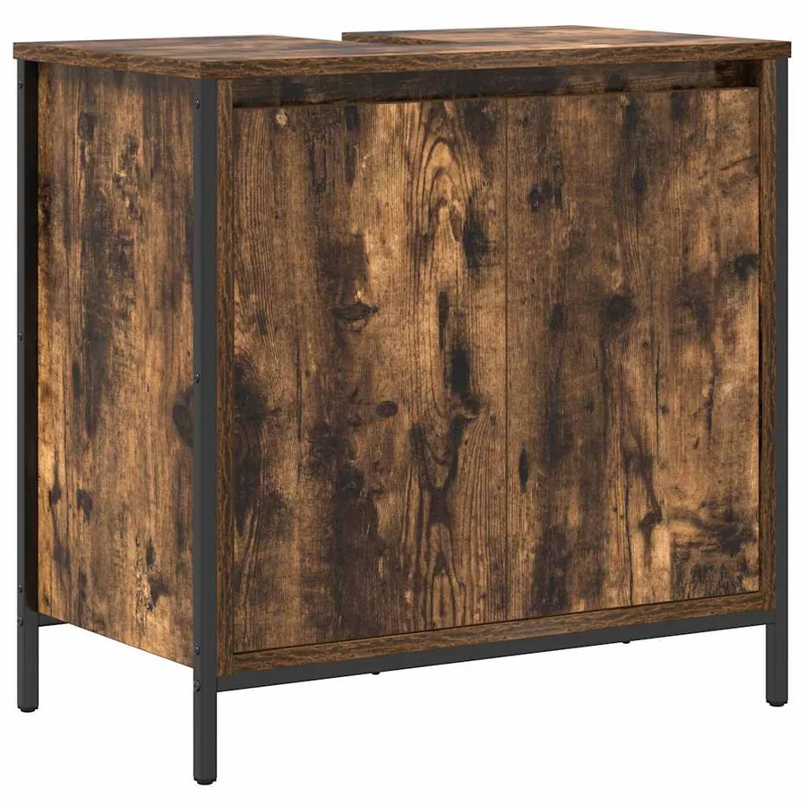 Ensemble de meubles de salle de bain 2 pcs en bois d'ingénierie chêne fumé - 5