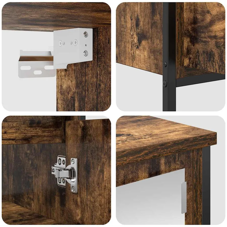 Ensemble de meubles de salle de bain 2 pcs en bois d'ingénierie chêne fumé - 6
