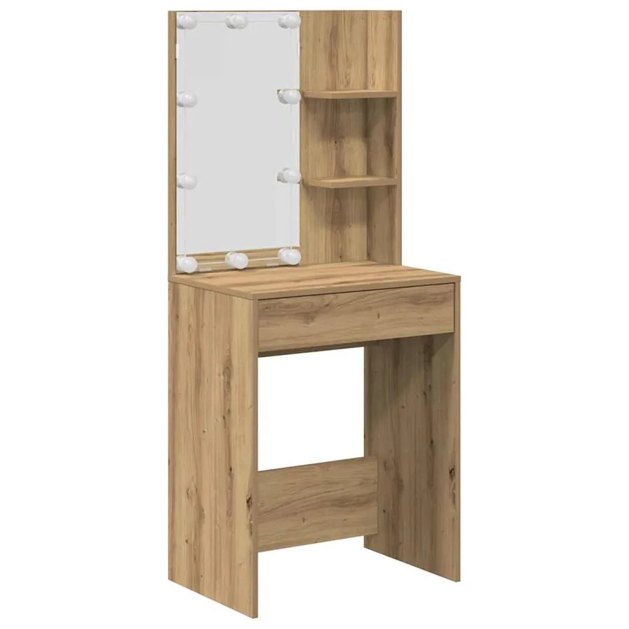 Ensemble de coiffeuse avec LED chêne artisanal bois ingénierie - 5