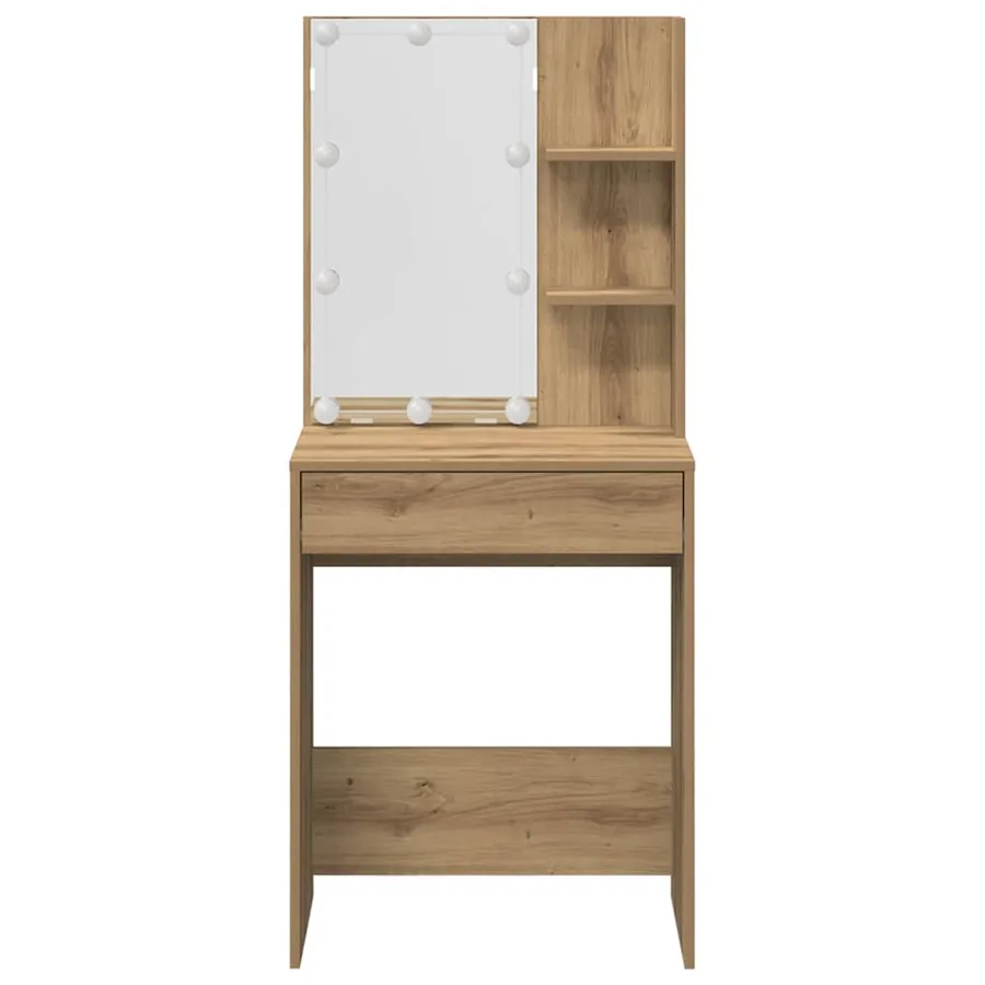 Ensemble de coiffeuse avec LED chêne artisanal bois ingénierie - 6
