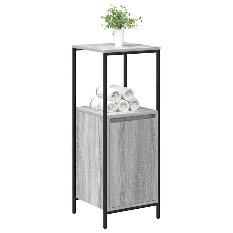 Meuble de salle de bain avec étagères sonoma gris 36x35x95 cm - 4
