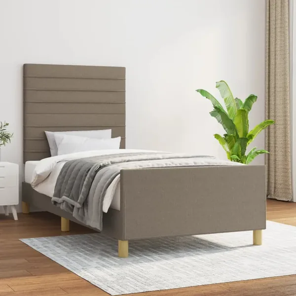 Cadre de lit sans matelas taupe 90x200 cm tissu