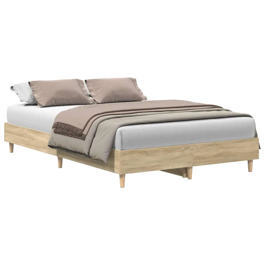 Cadre de lit sans matelas chêne sonoma 140x190 cm - 2