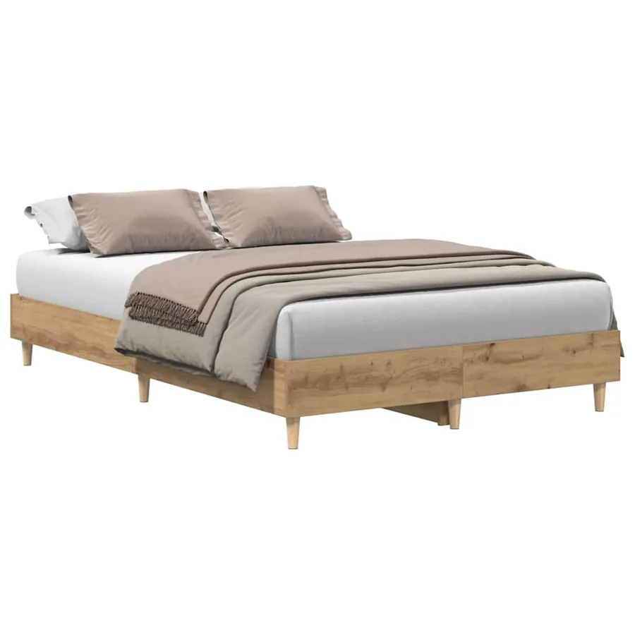 Cadre de lit sans matelas chêne artisanal 140x190 cm - 2