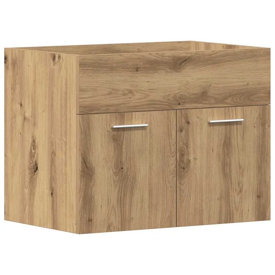 Meuble sous-vasque de salle de bain en chêne massif 60 x 38,5 x 46 cm bois d'ingénierie - 2