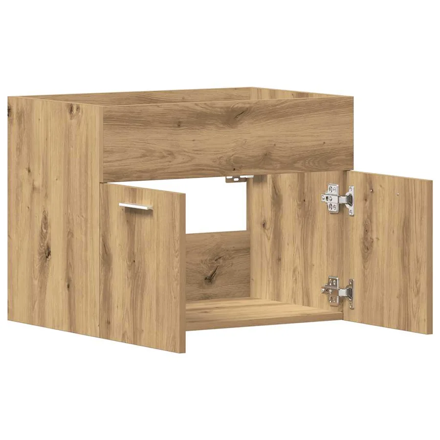 Meuble sous-vasque de salle de bain en chêne massif 60 x 38,5 x 46 cm bois d'ingénierie - 5