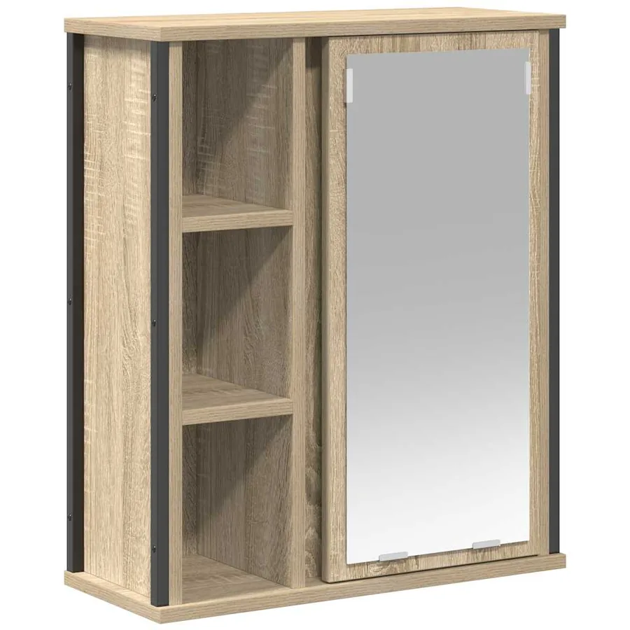 Meuble murale de salle de bain miroir chêne sonoma 50x21x60 cm - 2