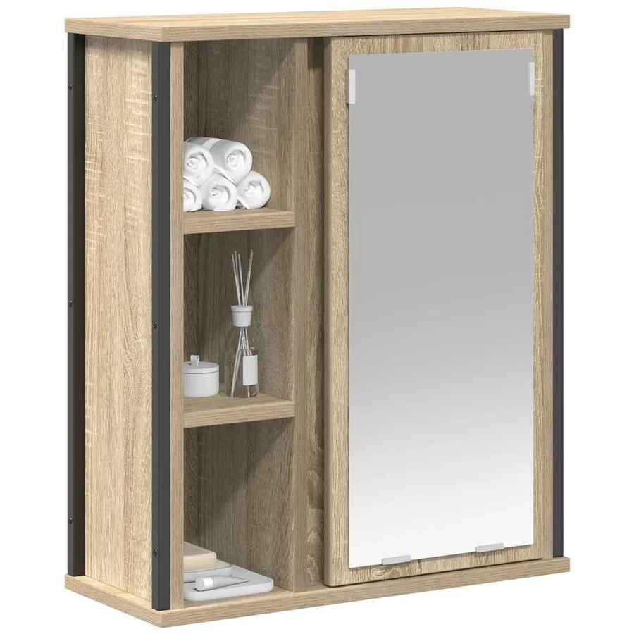 Meuble murale de salle de bain miroir chêne sonoma 50x21x60 cm - 4