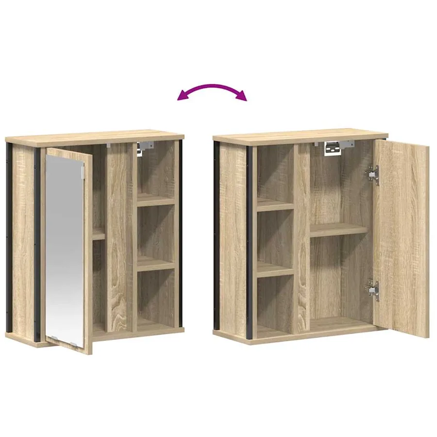 Meuble murale de salle de bain miroir chêne sonoma 50x21x60 cm - 9