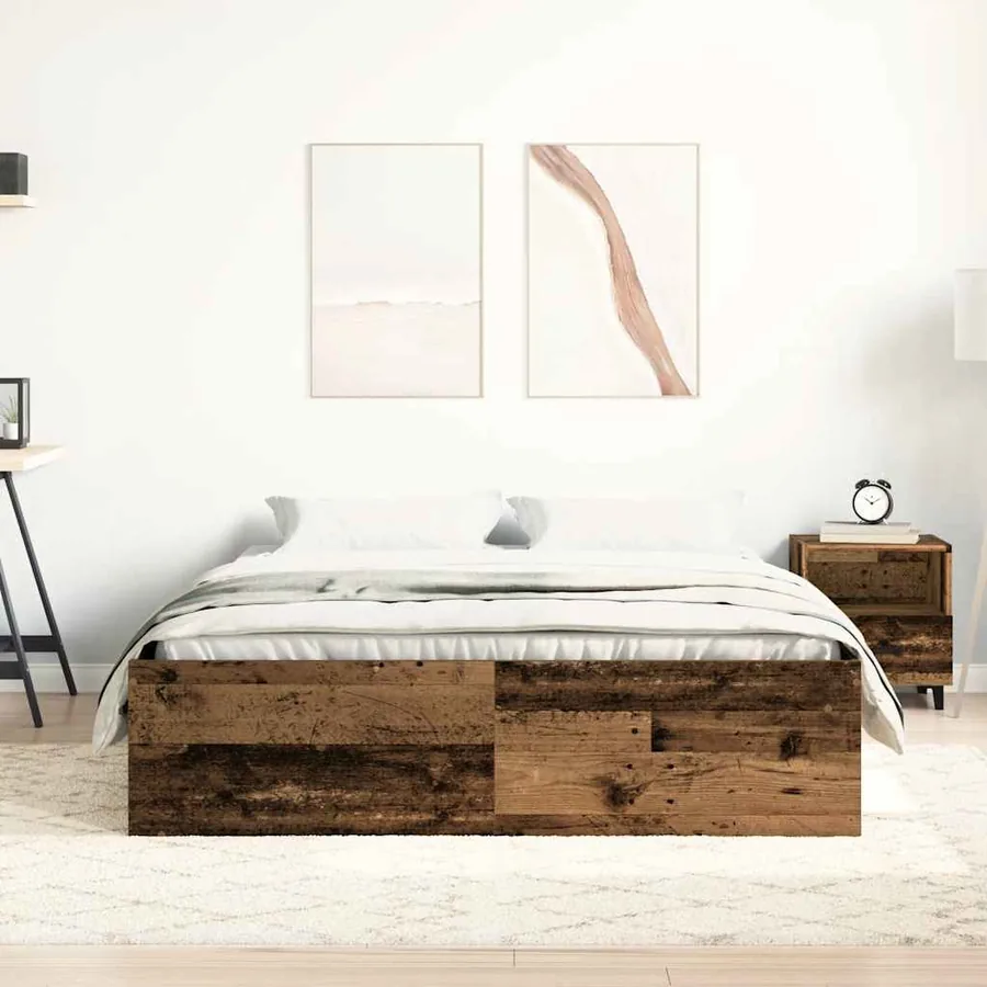 Cadre de lit sans matelas vieux bois 120x190 cm bois ingénierie - 3