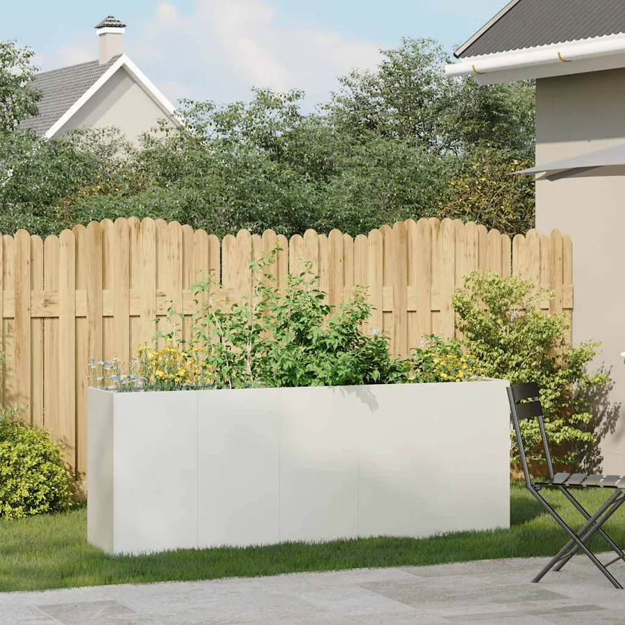 Jardinière blanc 200x40x80 cm acier laminé à froid - 3
