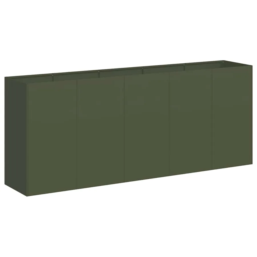 Jardinière vert olive 200x40x80 cm acier laminé à froid - 2