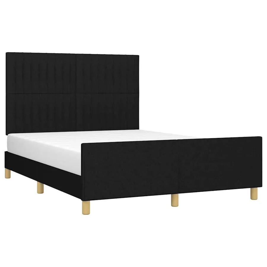 Cadre de lit sans matelas noir 140x200 cm tissu - 3