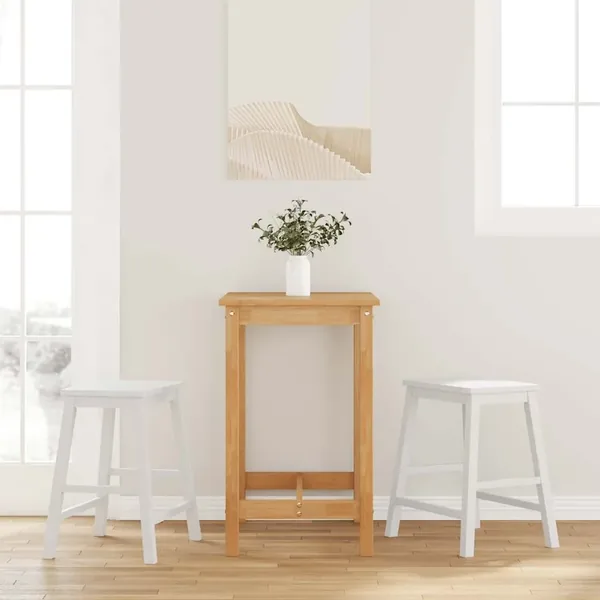Chaises de bar 2 pcs blanc bois massif d'hévéa