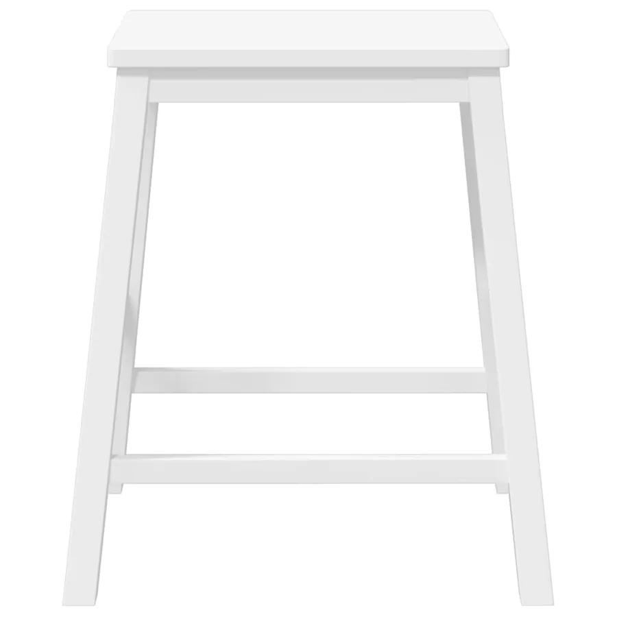 Chaises de bar 2 pcs blanc bois massif d'hévéa - 5