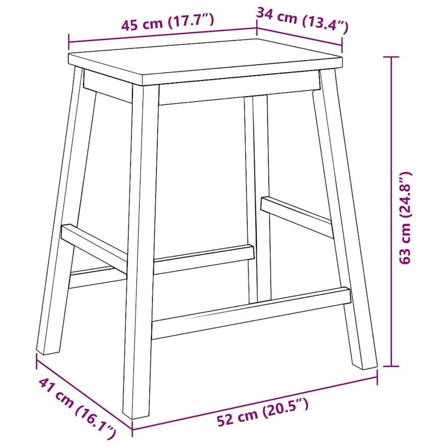 Chaises de bar 2 pcs blanc bois massif d'hévéa - 9