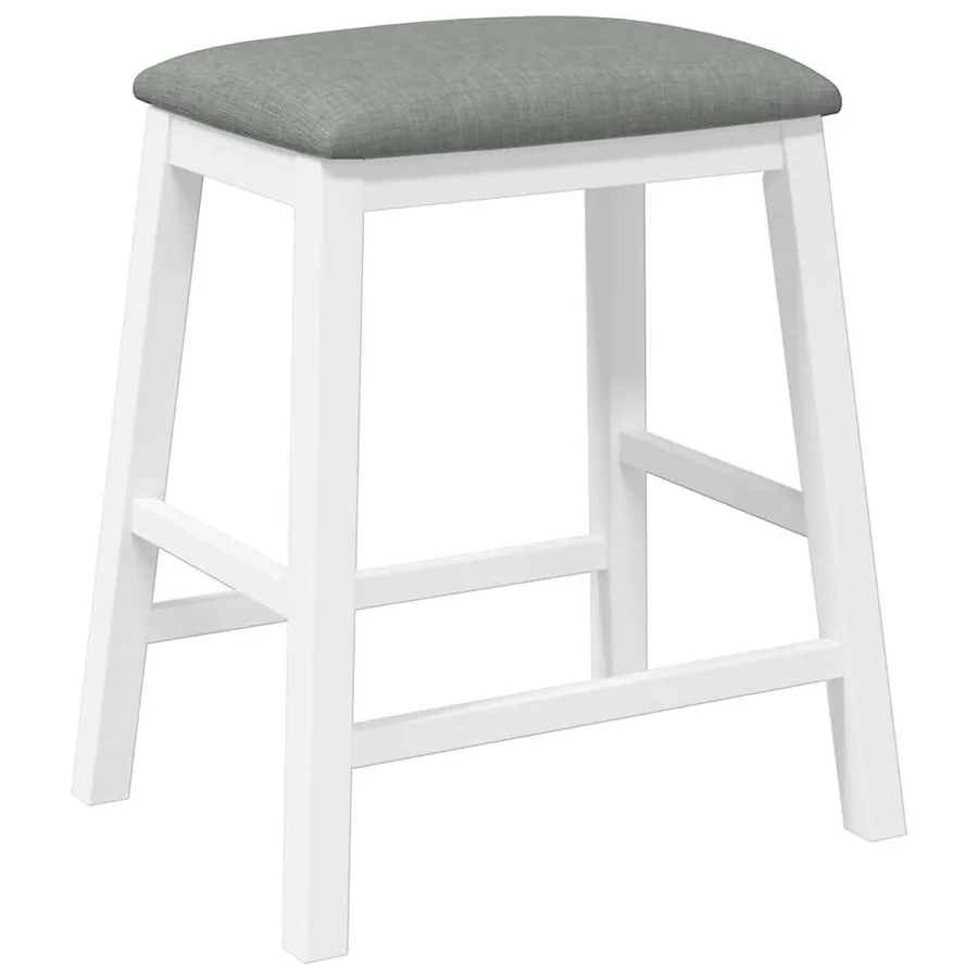 Chaises de bar avec coussins 2 pcs blanc bois massif d'hévéa - 4
