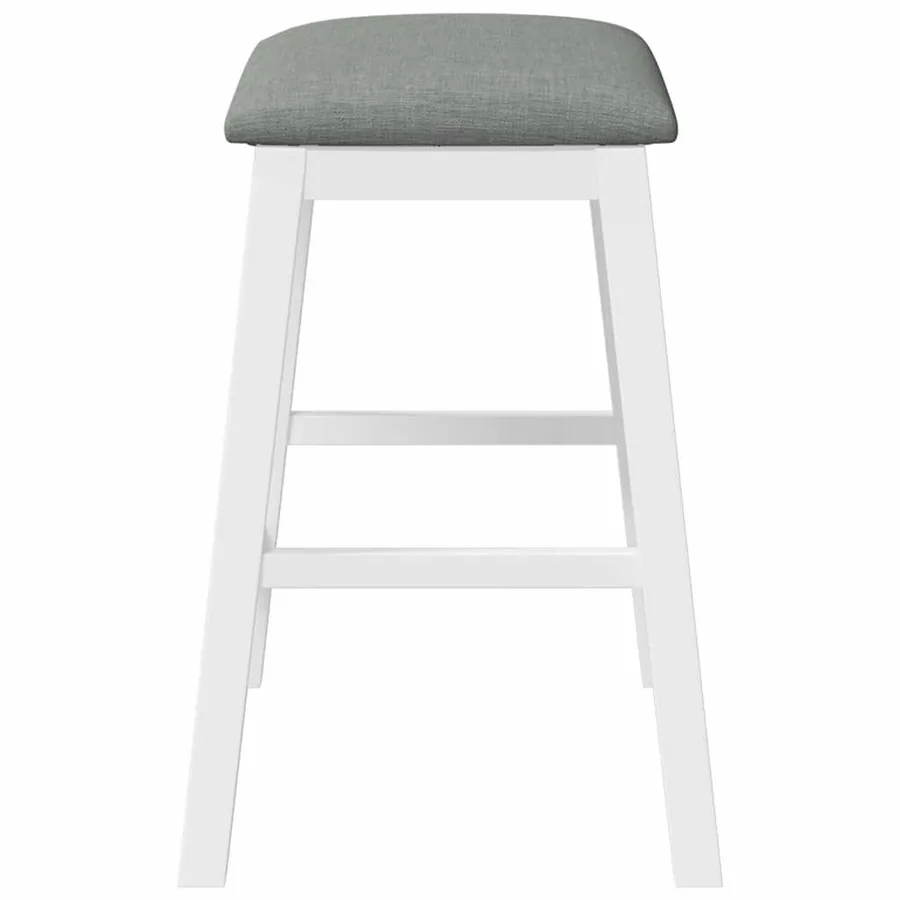 Chaises de bar avec coussins 2 pcs blanc bois massif d'hévéa - 6