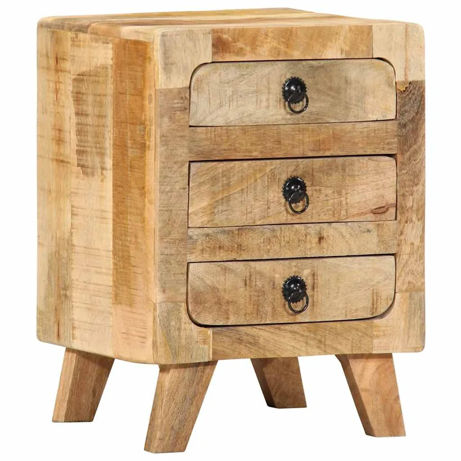 Table de chevet 2 pcs 37x32x50 cm bois massif de manguier brut - 13