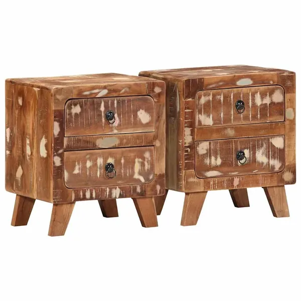 Table de chevet 2 pcs 40x32x46 cm bois massif de récupération