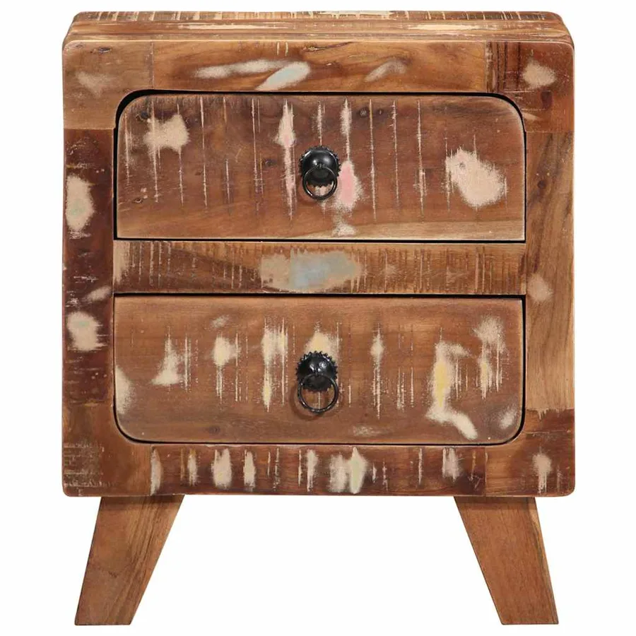 Table de chevet 2 pcs 40x32x46 cm bois massif de récupération - 2