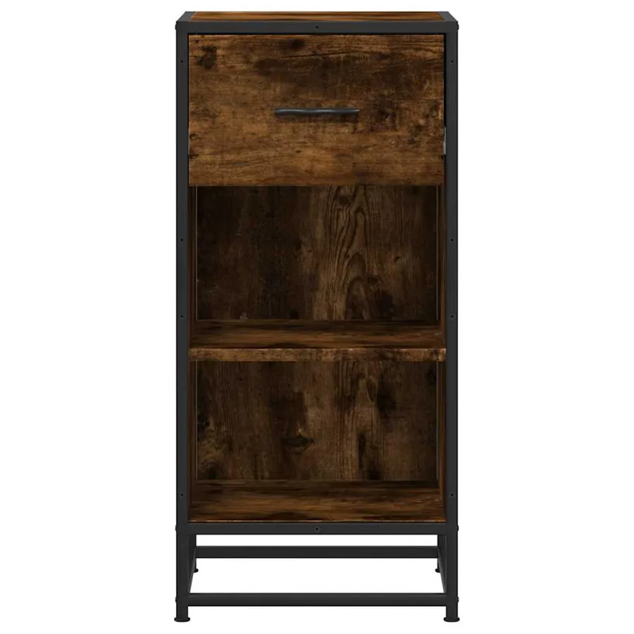 Buffet chêne fumé 35,5x35x76 cm bois d'ingénierie et métal - 4