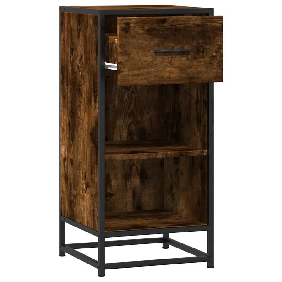 Buffet chêne fumé 35,5x35x76 cm bois d'ingénierie et métal - 5
