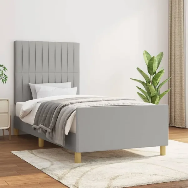 Cadre de lit sans matelas gris clair 80x200 cm tissu
