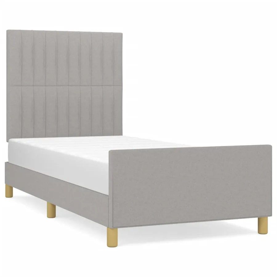 Cadre de lit sans matelas gris clair 80x200 cm tissu - 2