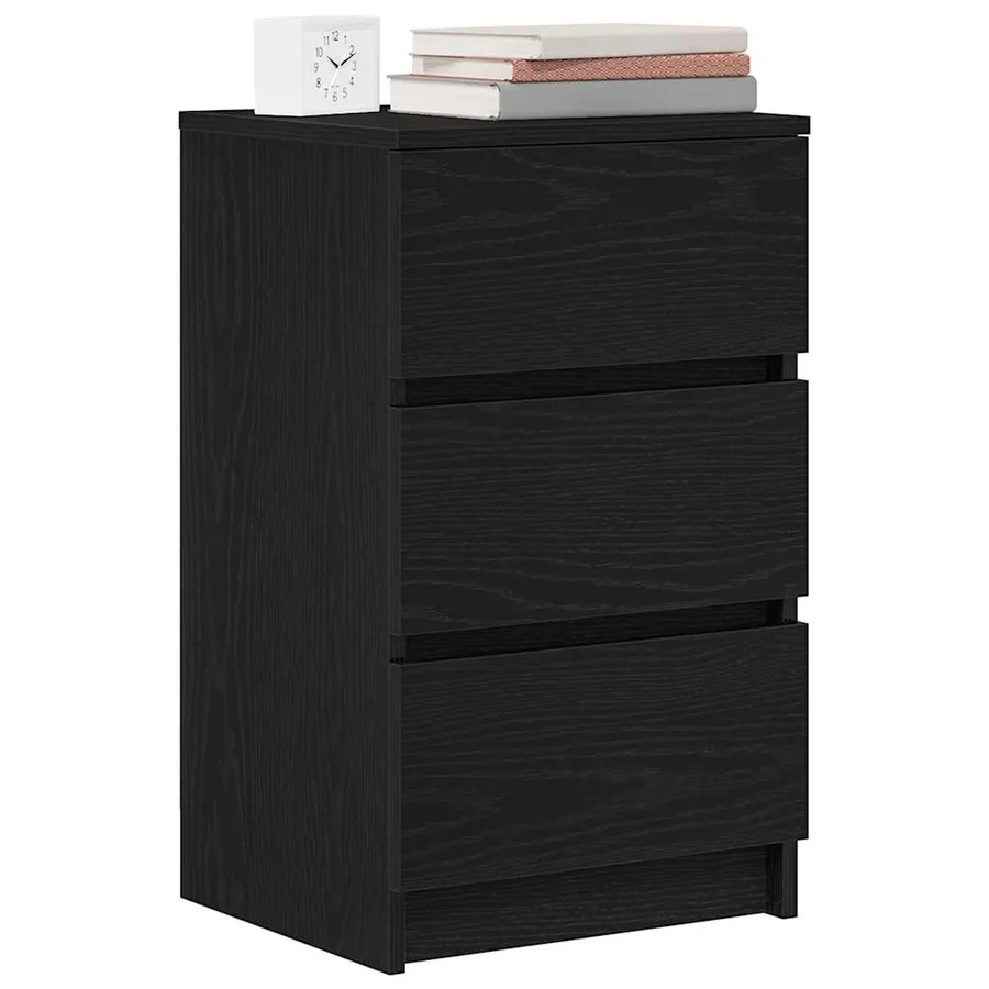Tables de chevet avec 3 tiroirs 2 pcs noir 39x35x65 cm - 4