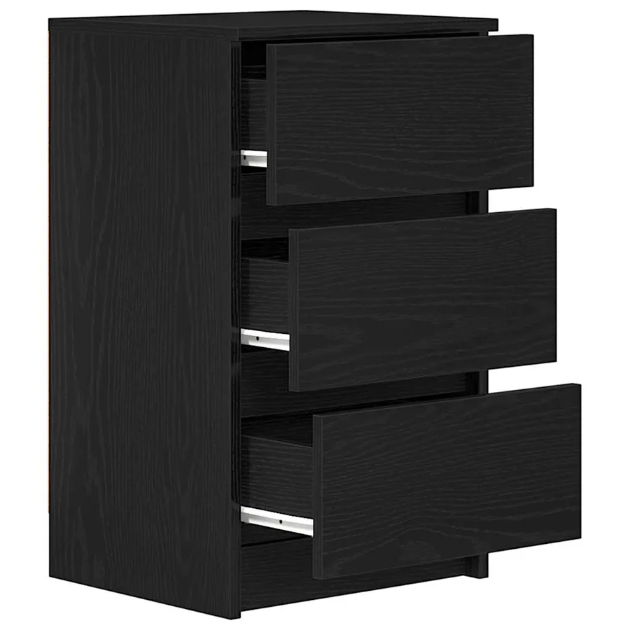 Tables de chevet avec 3 tiroirs 2 pcs noir 39x35x65 cm - 6