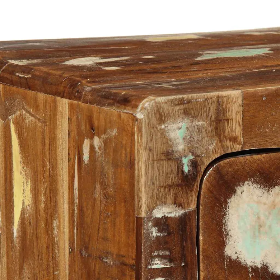 Meuble TV mural 100x32x25 cm bois massif de récupération - 5