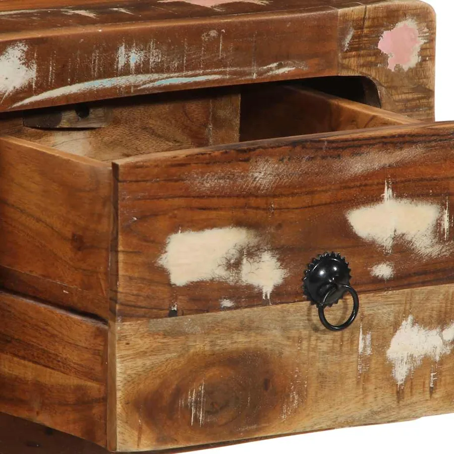 Meuble TV mural 100x32x25 cm bois massif de récupération - 6
