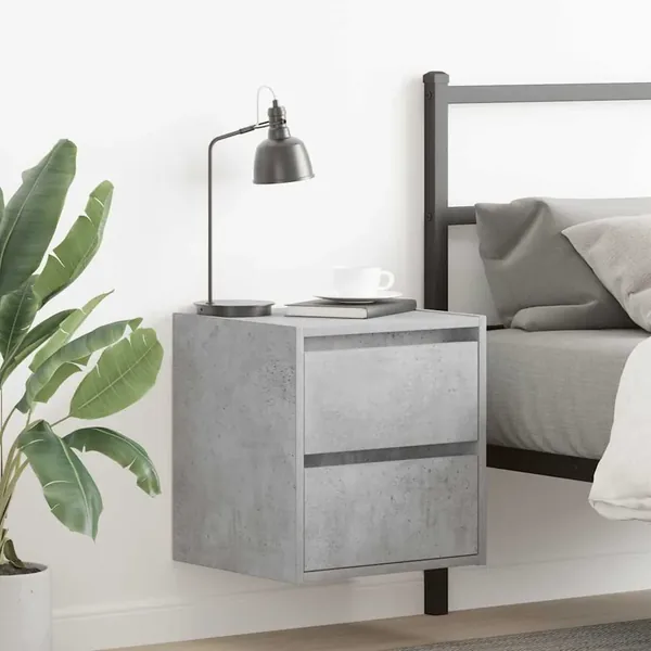 Table de chevet murale gris béton 38x34x40 cm