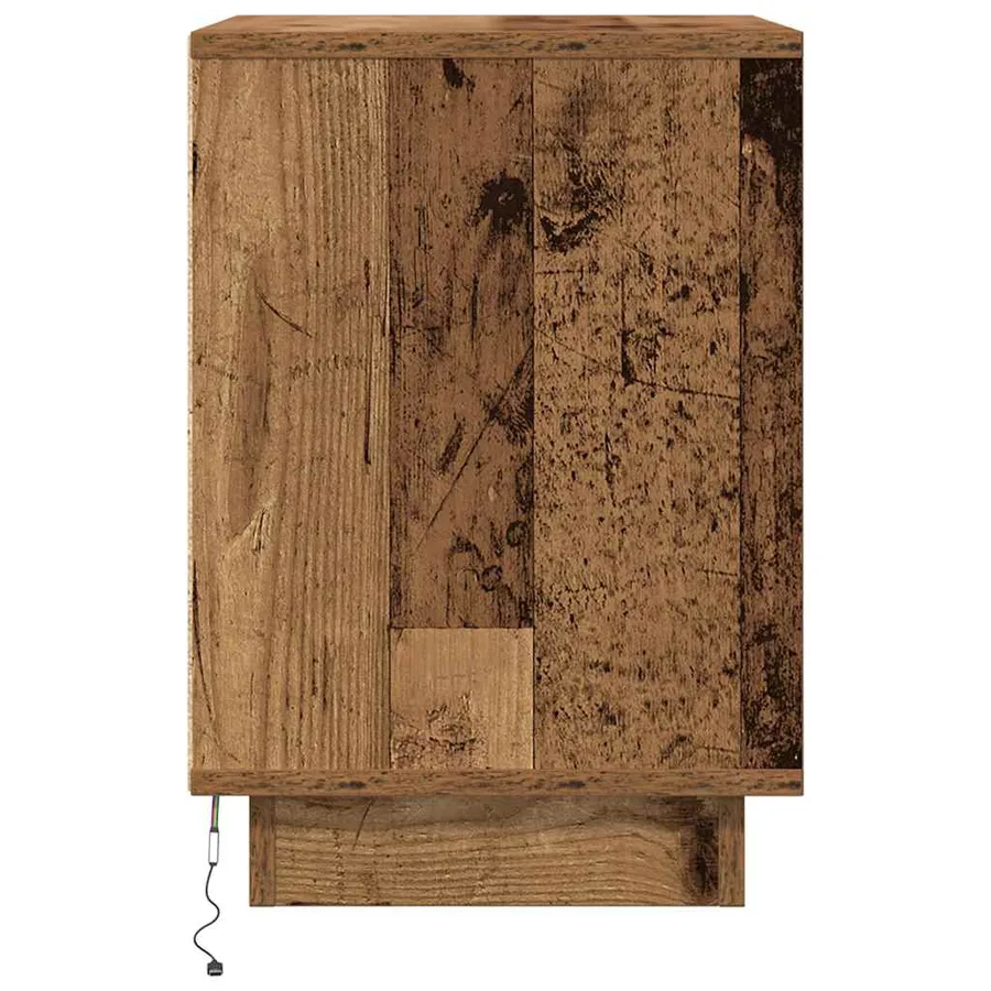 Tables de chevet avec lumières LED 2pcs vieux bois 38x34x50 cm - 10