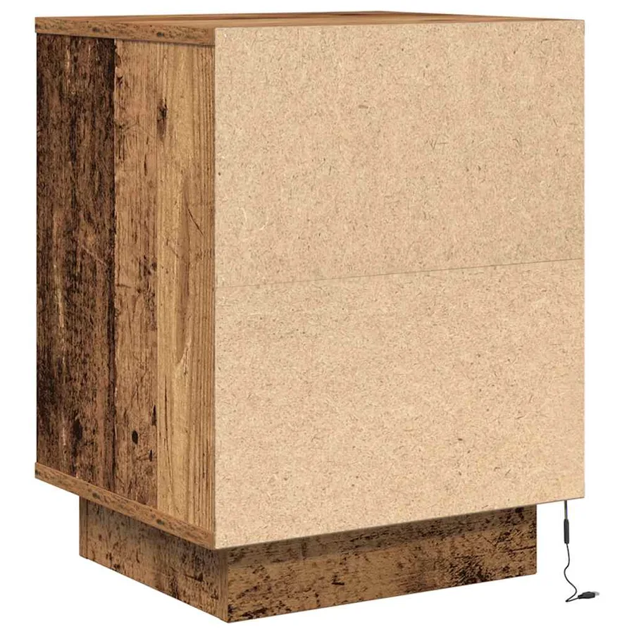 Tables de chevet avec lumières LED 2pcs vieux bois 38x34x50 cm - 11